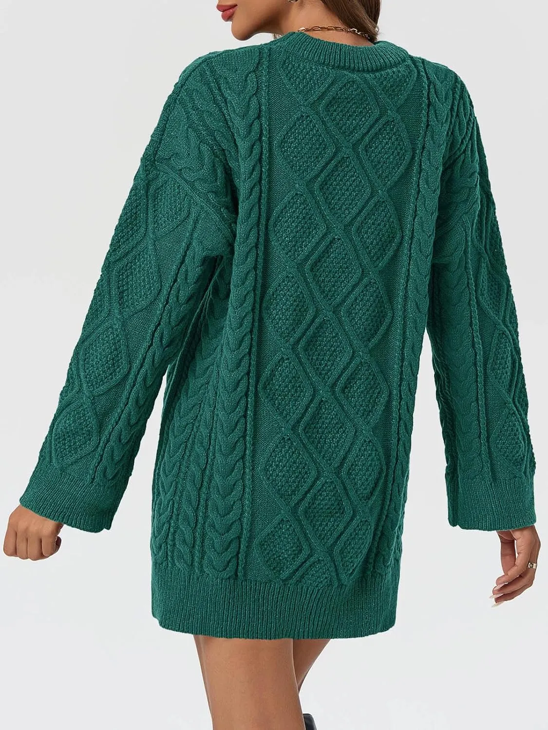 Saodimallsu Womens Oversized Sweaters Cable Knit Chunky Crew Neck Long Sleeve Loose Tunic Pullover Sweater