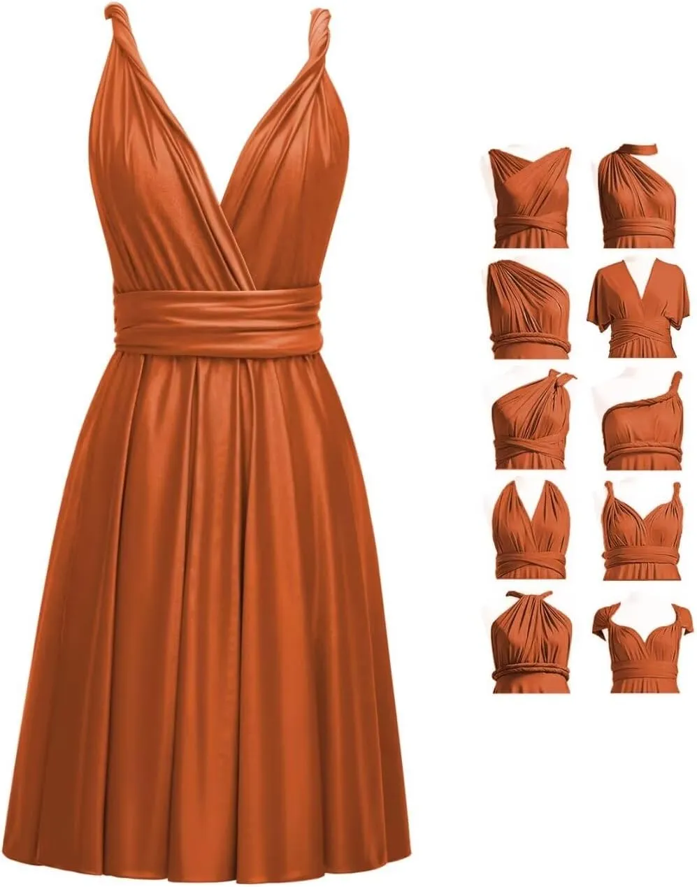 Short Infinity Dresses for Bridesmaids with Bandeau Convertible Transformer Multiway Twist Wrap Bridesmaid Dresses