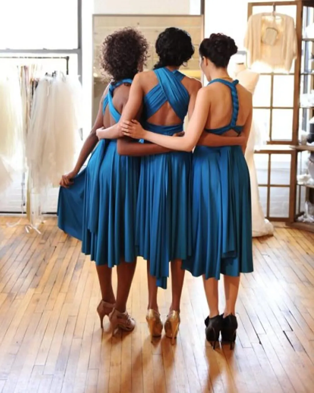 Short Infinity Dresses for Bridesmaids with Bandeau Convertible Transformer Multiway Twist Wrap Bridesmaid Dresses