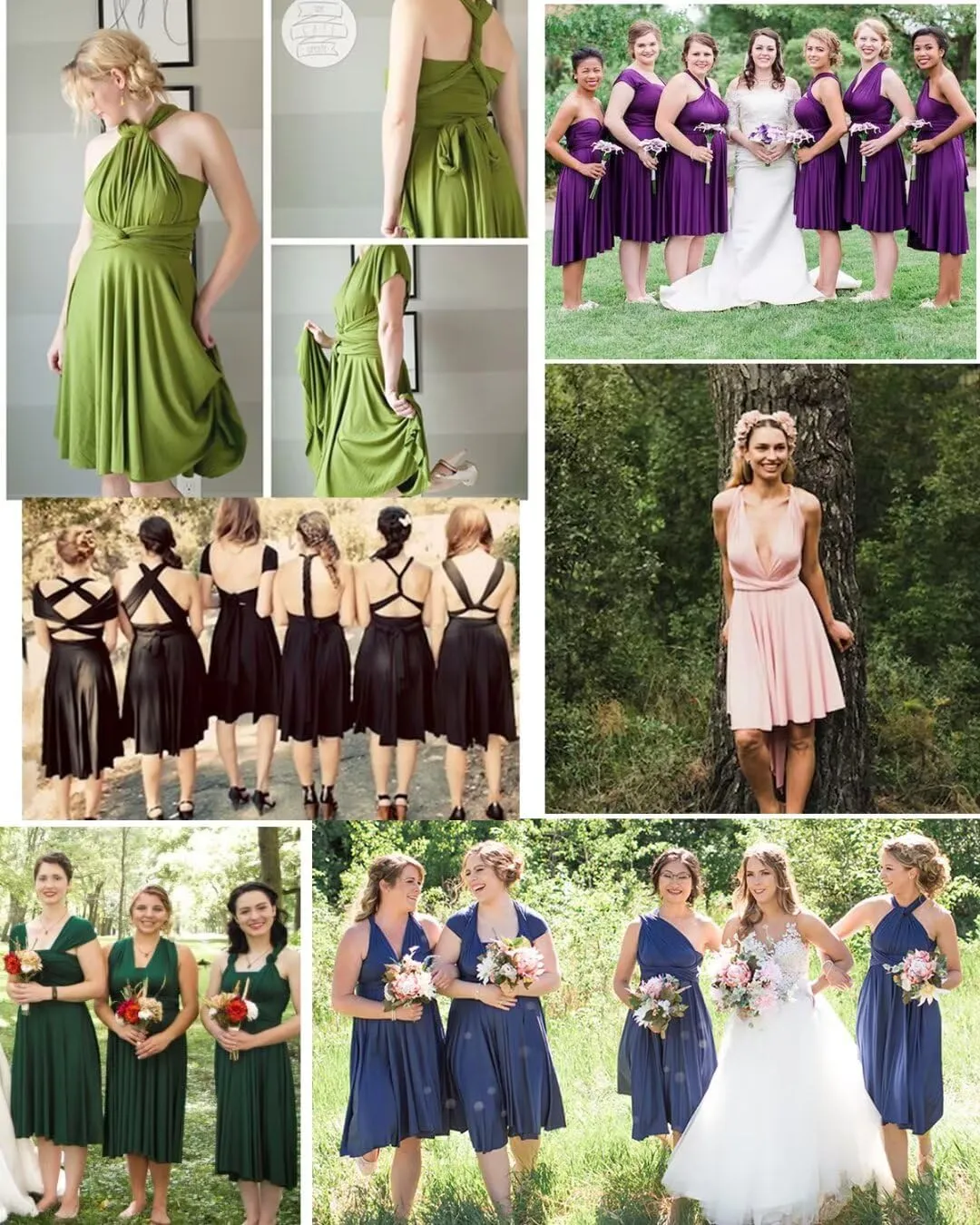 Short Infinity Dresses for Bridesmaids with Bandeau Convertible Transformer Multiway Twist Wrap Bridesmaid Dresses