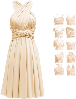 Short Infinity Dresses for Bridesmaids with Bandeau Convertible Transformer Multiway Twist Wrap Bridesmaid Dresses