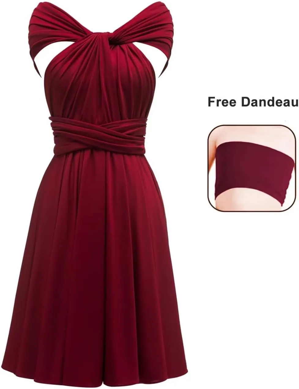Short Infinity Dresses for Bridesmaids with Bandeau Convertible Transformer Multiway Twist Wrap Bridesmaid Dresses