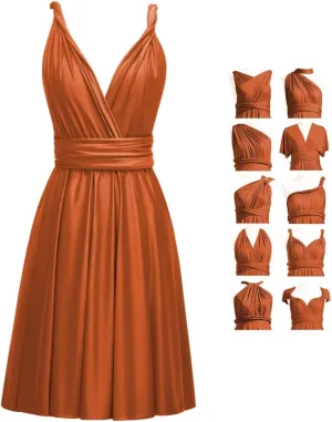 Short Infinity Dresses for Bridesmaids with Bandeau Convertible Transformer Multiway Twist Wrap Bridesmaid Dresses