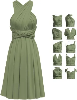 Short Infinity Dresses for Bridesmaids with Bandeau Convertible Transformer Multiway Twist Wrap Bridesmaid Dresses