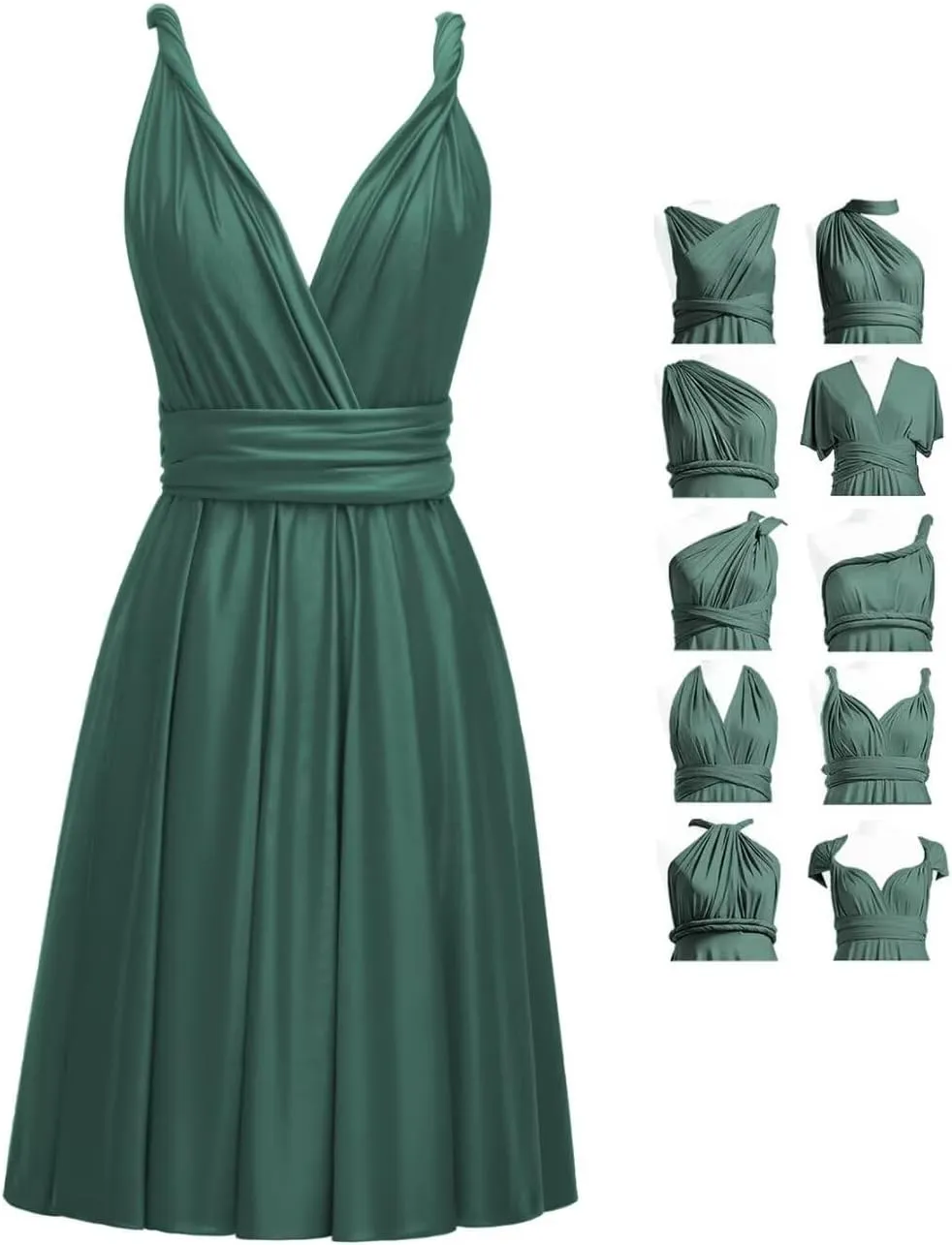 Short Infinity Dresses for Bridesmaids with Bandeau Convertible Transformer Multiway Twist Wrap Bridesmaid Dresses