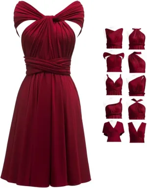 Short Infinity Dresses for Bridesmaids with Bandeau Convertible Transformer Multiway Twist Wrap Bridesmaid Dresses