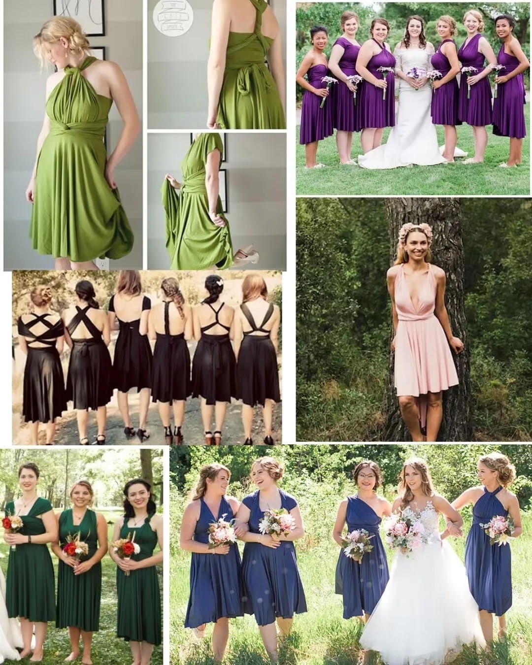 Short Infinity Dresses for Bridesmaids with Bandeau Convertible Transformer Multiway Twist Wrap Bridesmaid Dresses