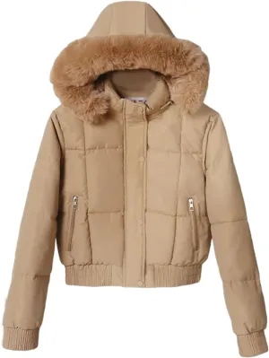 Short Parkas Women's Cotton-padded Jacket Fleece Liner Hooded Coats Thicken Collar Warm Student Overcoat