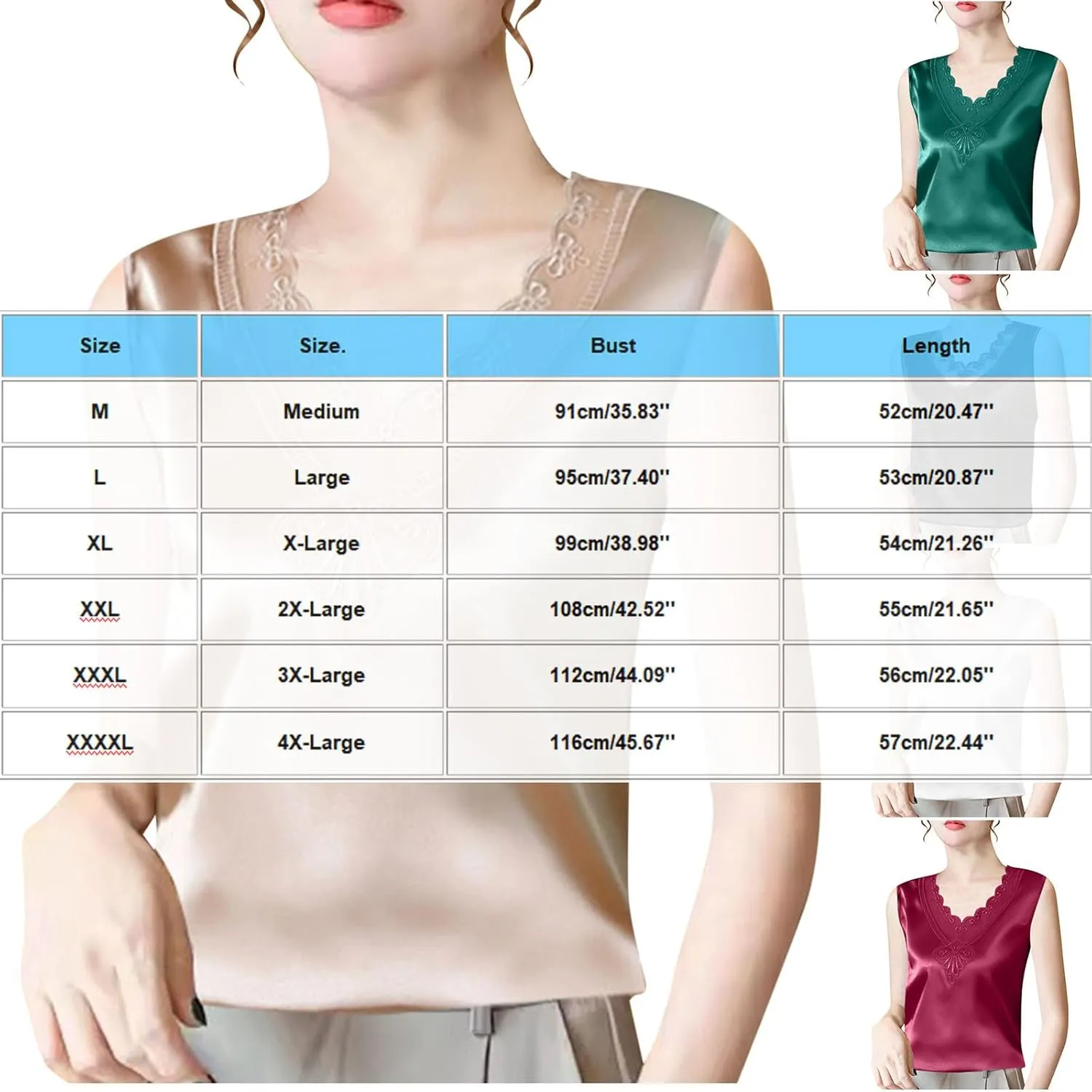 Silk Satin Tank Tops for Women Lace Floral V Neck Casual Sleeveless Blouses Summer Work Basic Tank Shirt