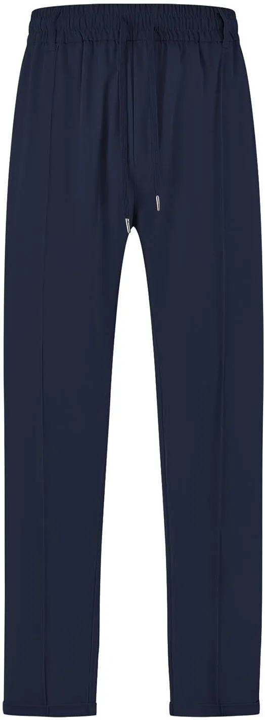 Sinzelimin Men's Jogger Sweatpant Lace up Elastic Waist Loose Comfy Wide Leg Pants Fashion Solid Running Trousers with Pocket