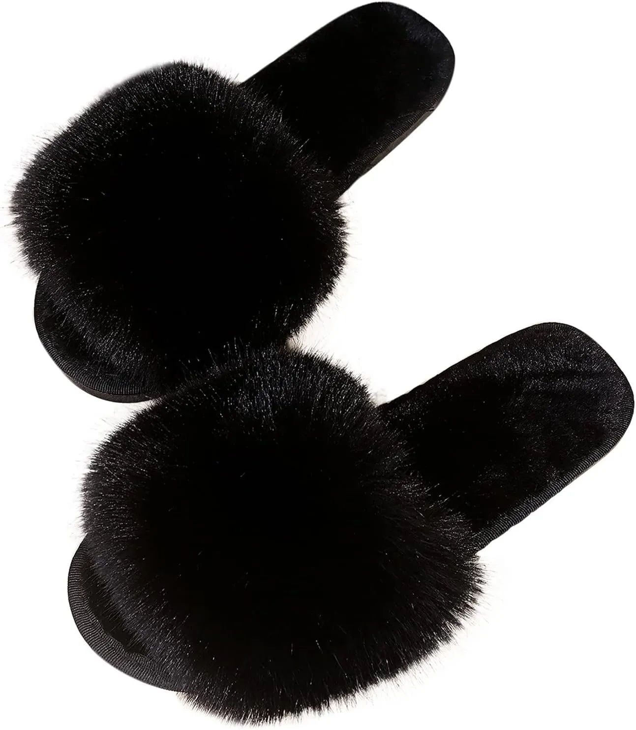 Slip On Toe Shoes Home Plush Open Furry Women Warm Keep Slippers Flat Home Women Open Toe Slippers
