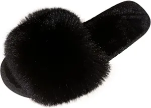 Slip On Toe Shoes Home Plush Open Furry Women Warm Keep Slippers Flat Home Women Open Toe Slippers