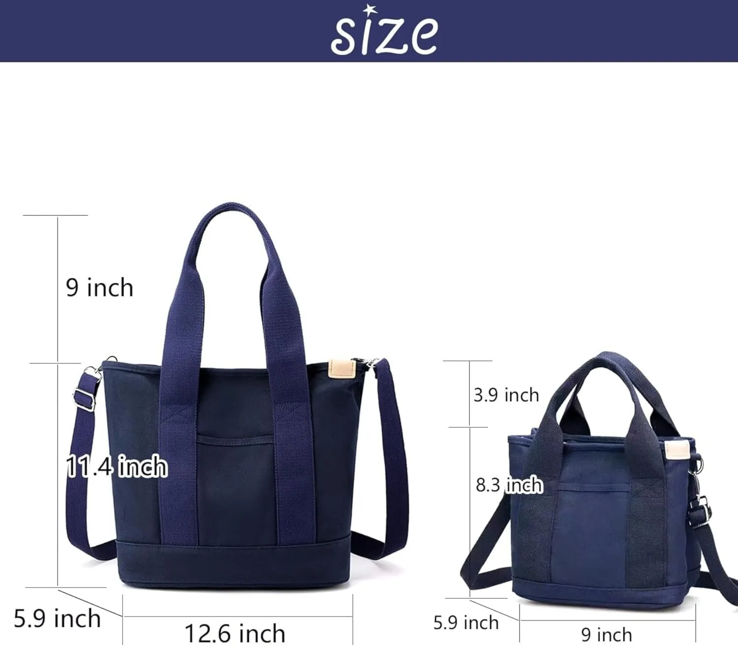 Small Tote Bag with Zipper Canvas Tote Bags Crossbody Bag with Compartments Shoulder Bag Satchel Hobo Bag Messenger Bag
