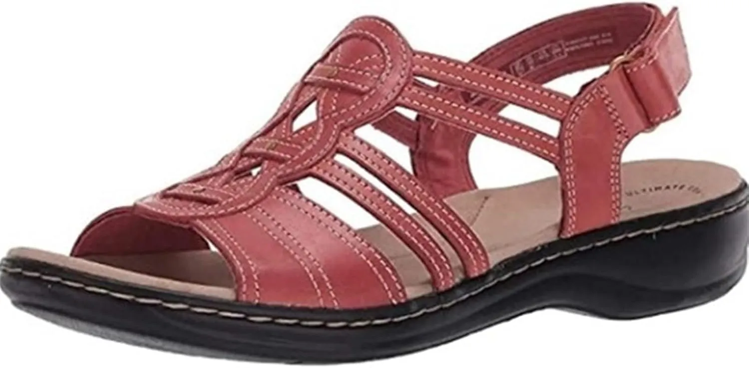 Smoneyful Womens Faux Leather Comfort Flats Sandals for Summer Arch Supported Walking Orthopedic Design for Dressy, Beach, Hiking
