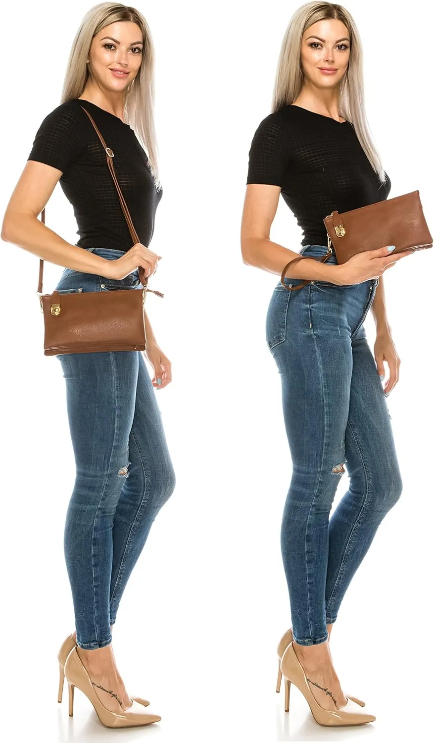 Solene Womens Multi Compartment Functional Crossbody Bag Shoulder Bag