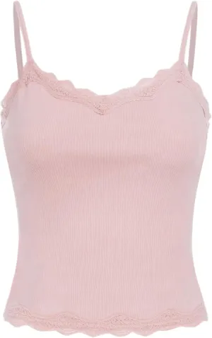 SOLY HUX Girl's Sleeveless Lace Trim Camisoles Spaghetti Strap Ribbed Crop Tank Tops