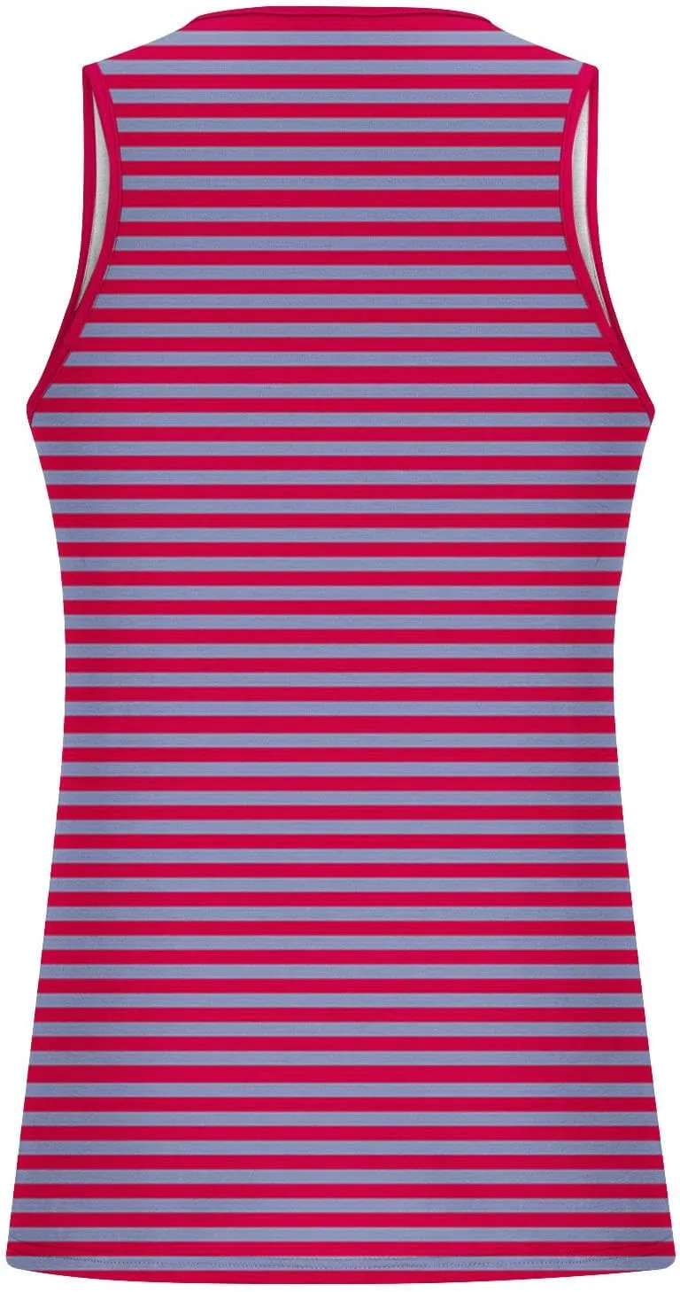 Striped Tank Top for Mens Summer Loose Sleeveless Shirt Classic Round Neck Lightweight Casual Holiday Beach Tee Tops