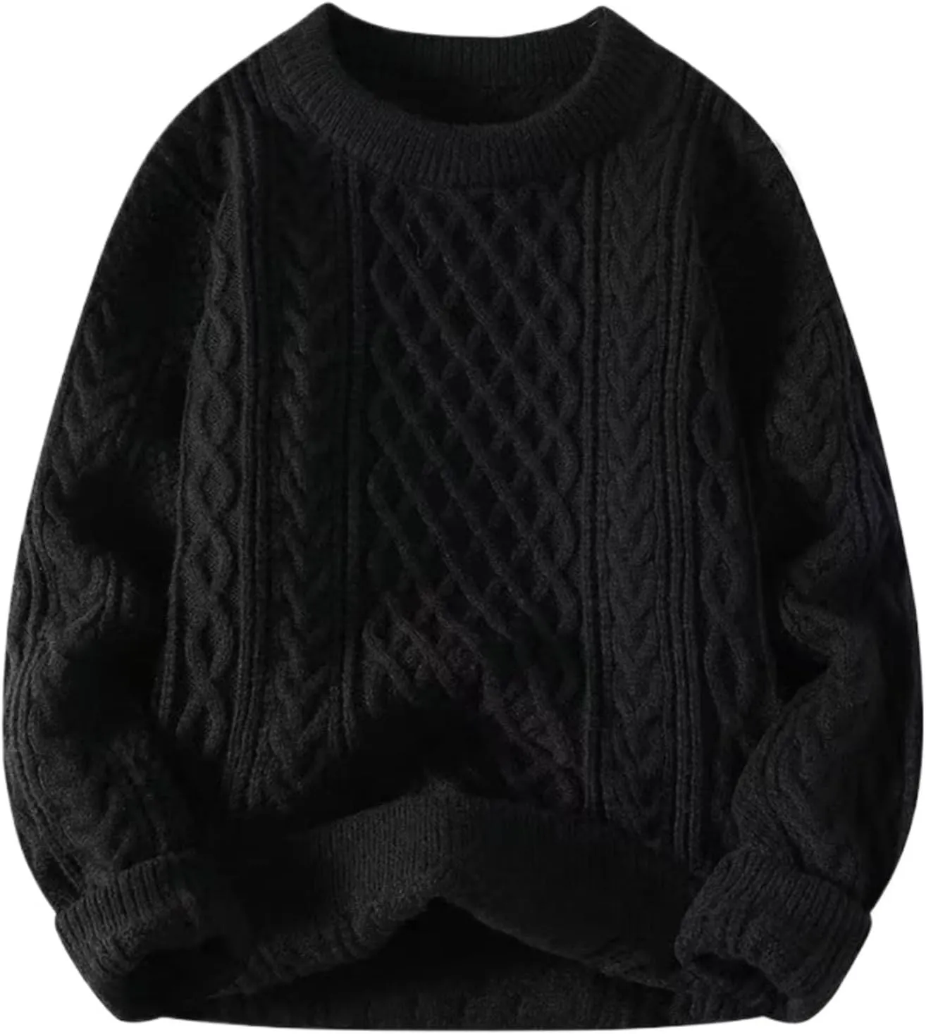 Sumleno Women Trendy Oversized Cable Knitted Chunky Sweaters Vintage Crewneck Long Sleeve Fall Winter Y2k Pullover Tops
