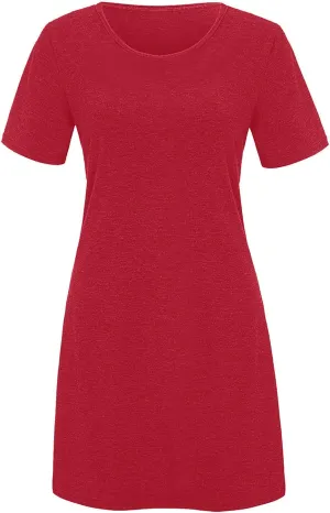 Summer Dresses for Women 2024 Casual Short Sleeve Beach Sundresses Casual Crewneck Loose Swing Dress