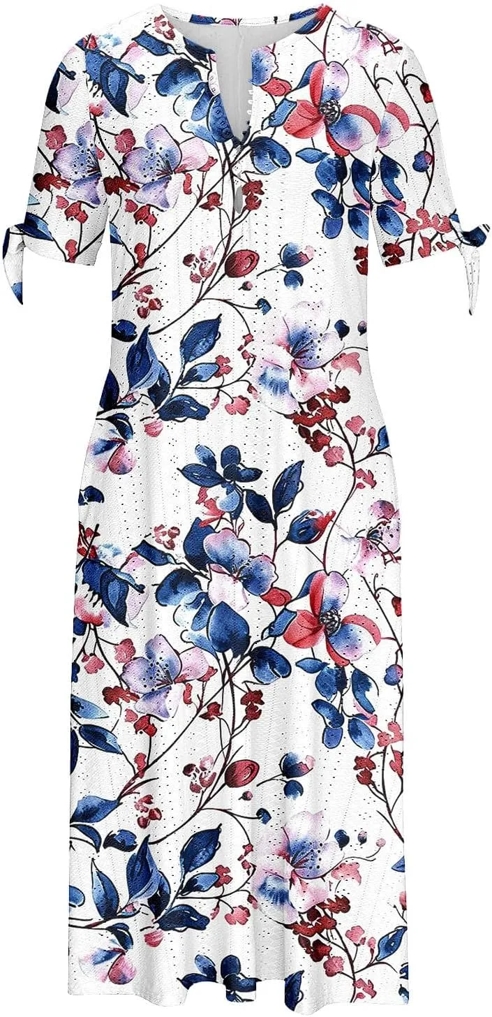 Summer Dresses for Women 2025 Plus Size Wedding Guest Maxi Dress Beach Vacation Sundress Short Sleeve Eyelet Dresses