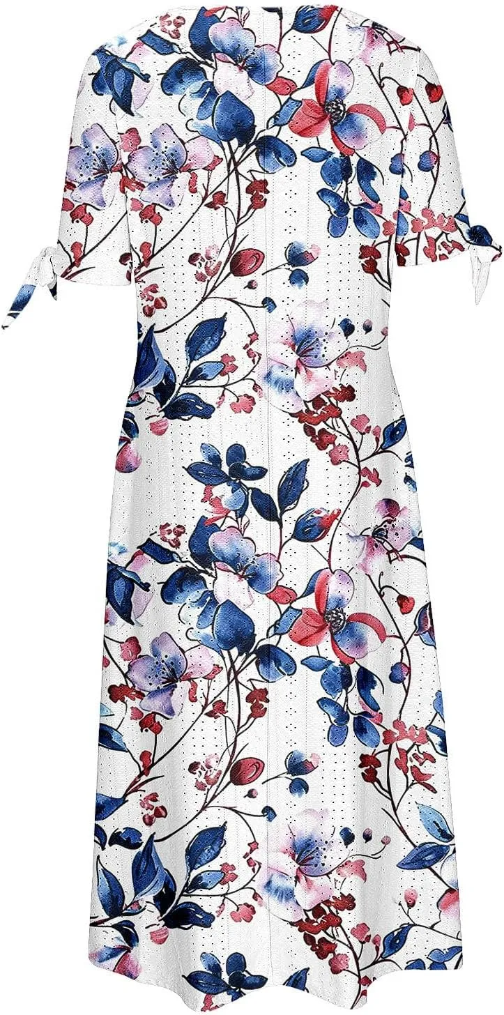 Summer Dresses for Women 2025 Plus Size Wedding Guest Maxi Dress Beach Vacation Sundress Short Sleeve Eyelet Dresses