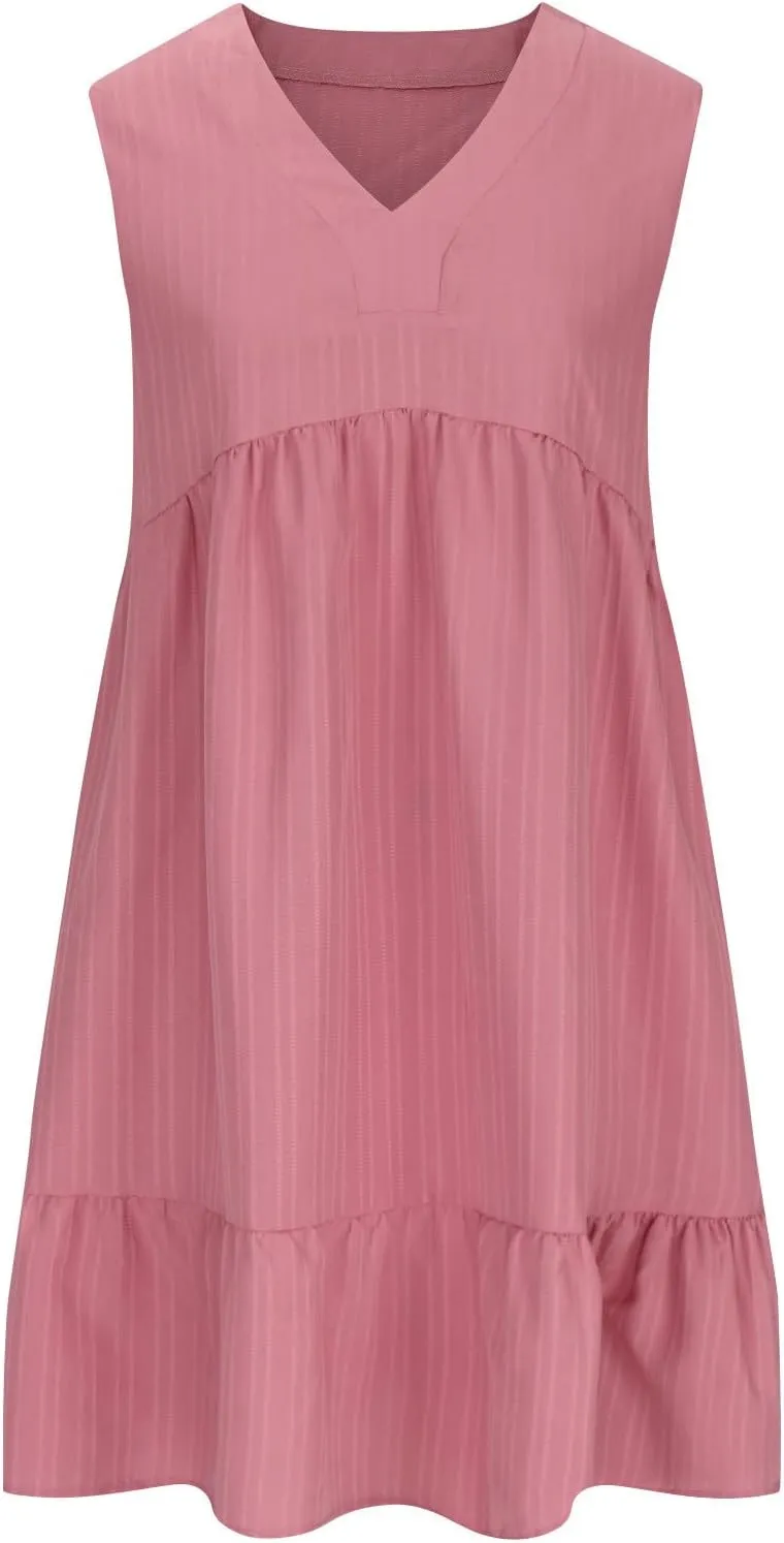 Summer Dresses for Women 2025,Flowy Petite Sun Dress Casyal V Neck A Line Beach Vacation Midi Dresses Trendy Outfits