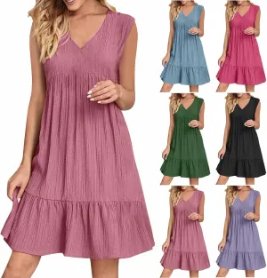 Summer Dresses for Women 2025,Flowy Petite Sun Dress Casyal V Neck A Line Beach Vacation Midi Dresses Trendy Outfits