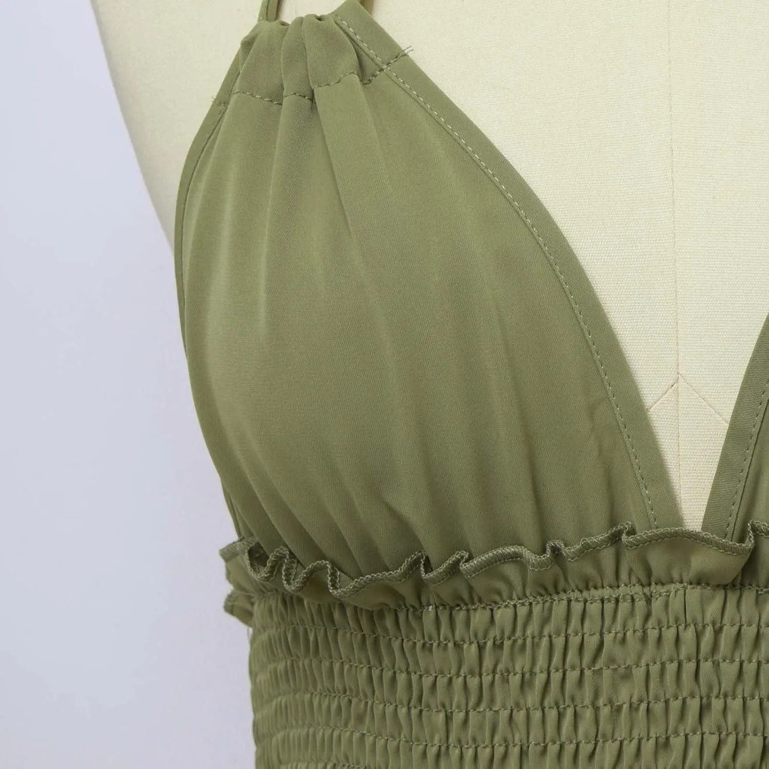 Summer Dresses for Women Sexy Halter Deep V Neck Backless Mini Dresses Ruffle Beach Sundress Club Date Night Dress