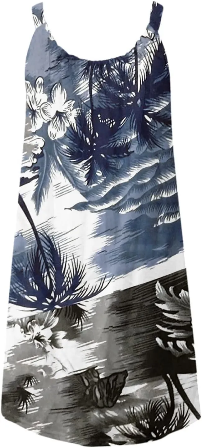 Summer Dresses for Women Vacation 2024 Casual Flowy Hawaiian Beach Sun Dress Casual Plus Size Slip Dress 2024