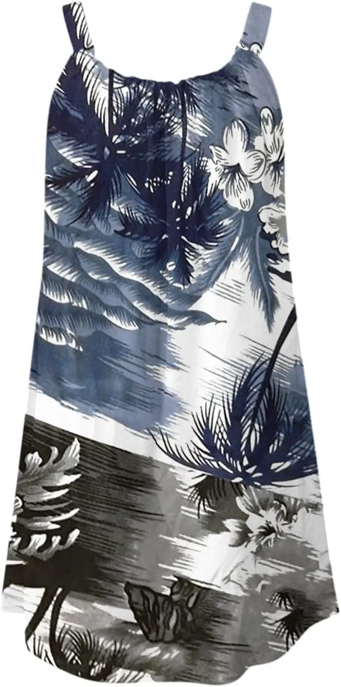 Summer Dresses for Women Vacation 2024 Casual Flowy Hawaiian Beach Sun Dress Casual Plus Size Slip Dress 2024