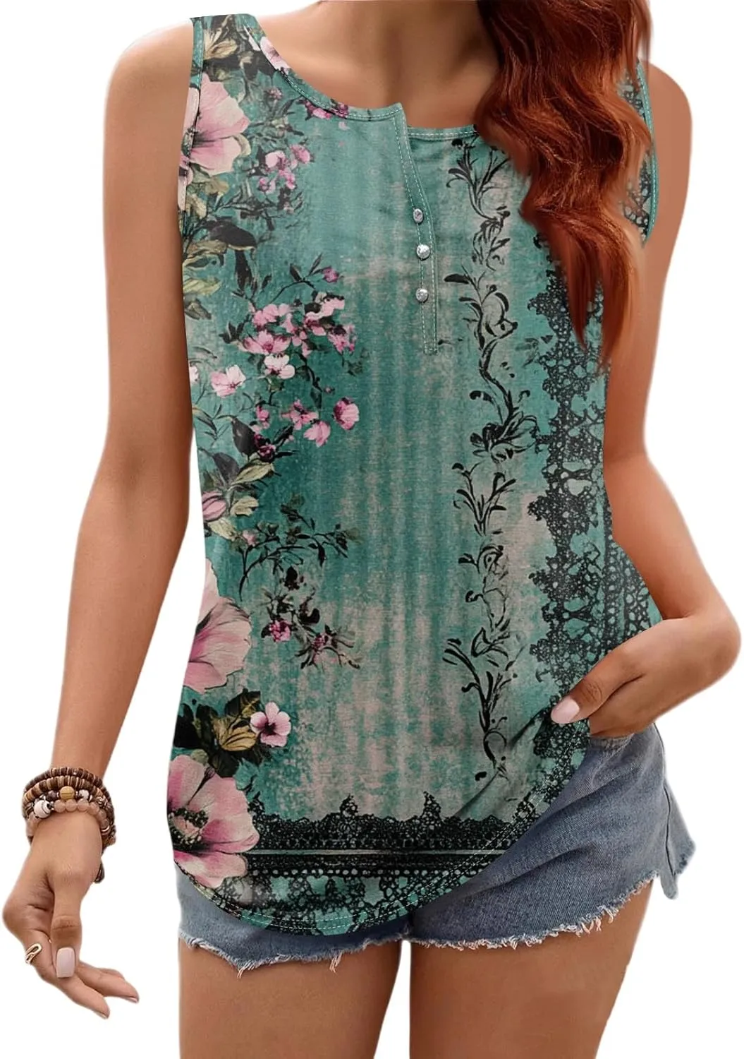 Summer Tank Tops for Women Sleeveless Pleated V Neck Loose Fit Tunic Blouses Shirts Fashion Tee 2025,Woemens Fashion