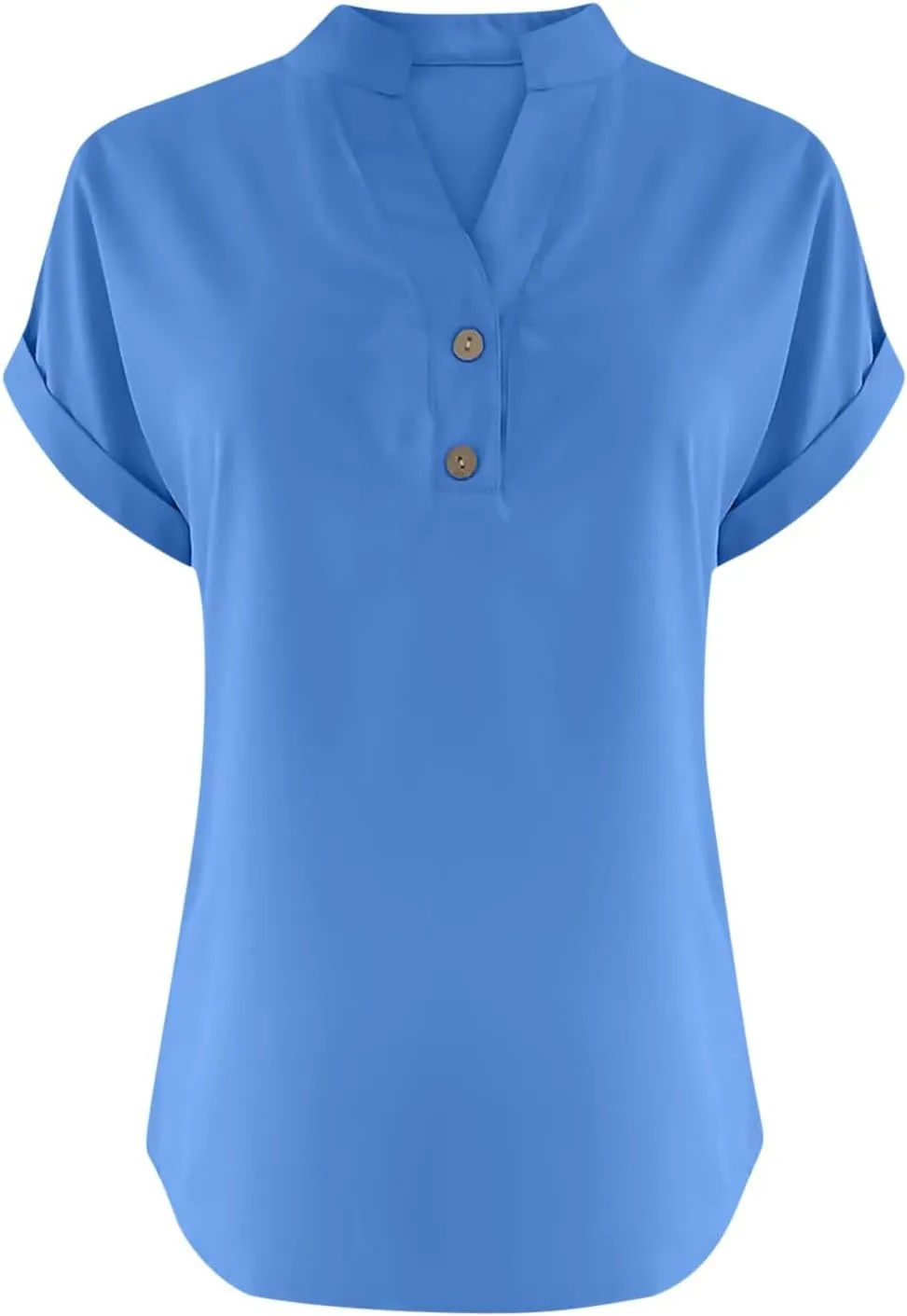 Summer Tops for Women 2025 Trendy Short Sleeve Cotton Linen Tops Button up Henley V Neck Shirts Vacation Beach Clothes