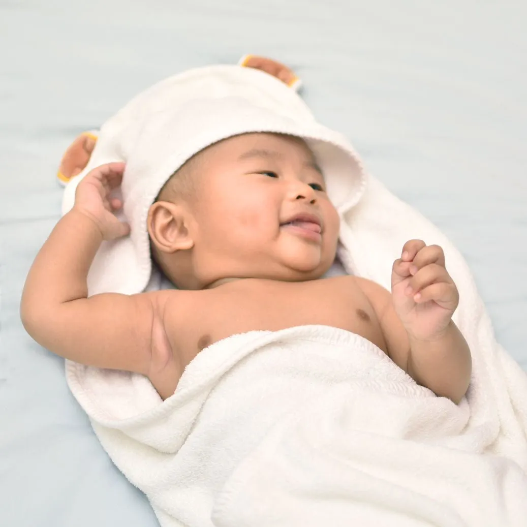 Super Soft Bamboo Hooded Towel   Washcloth Set - Grey Bear