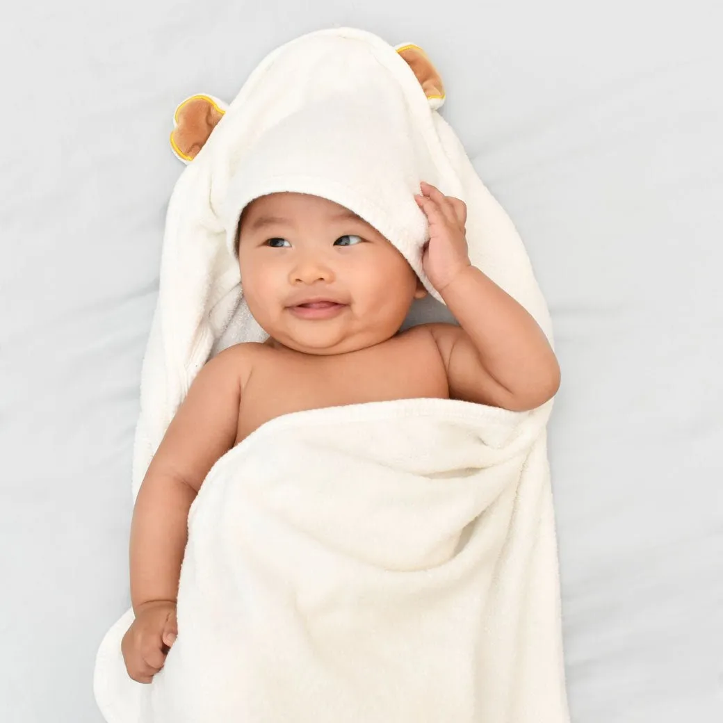Super Soft Bamboo Hooded Towel   Washcloth Set - Grey Bear