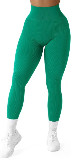SUUKSESS Women Ribbed Seamless Leggings High Waisted Workout Gym Yoga Pants