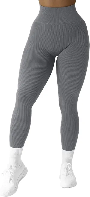 SUUKSESS Women Ribbed Seamless Leggings High Waisted Workout Gym Yoga Pants