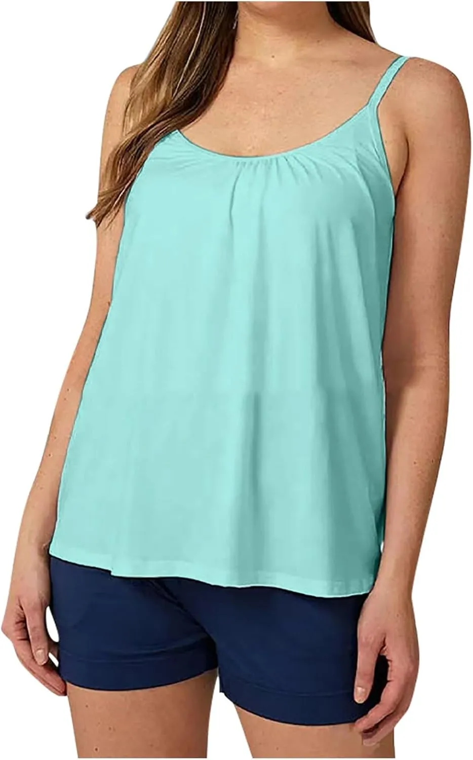 Tank Top with Built in Bra for Women Women's Cool Flowy Bra Cami | with Built-in Cups | Relaxed Fit | Adjustable Spaghetti