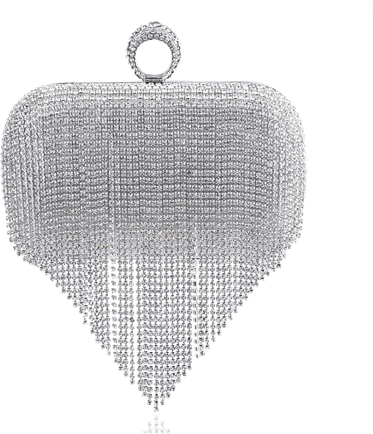 Tassel Diamonds Evening Bags Finger Ring Small Clutch Chain Shoulder One Side Rhinestones Party Wedding Handbags
