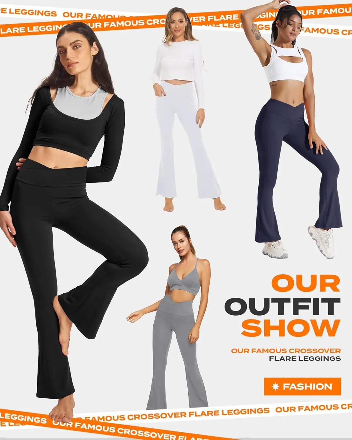 TNNZEET Black Flare Leggings for Women, Crossover Yoga Pants with Pockets Bootcut Flared Leggings
