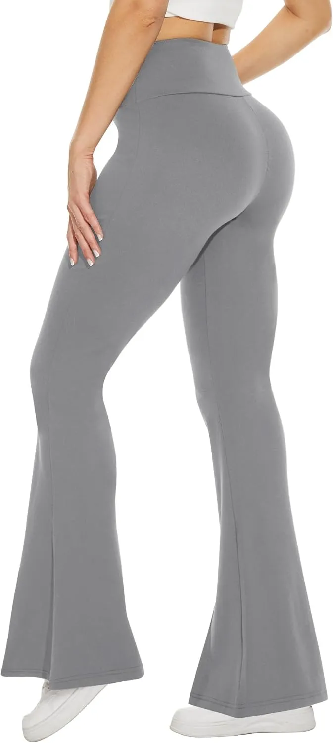 TNNZEET Black Flare Leggings for Women, Crossover Yoga Pants with Pockets Bootcut Flared Leggings