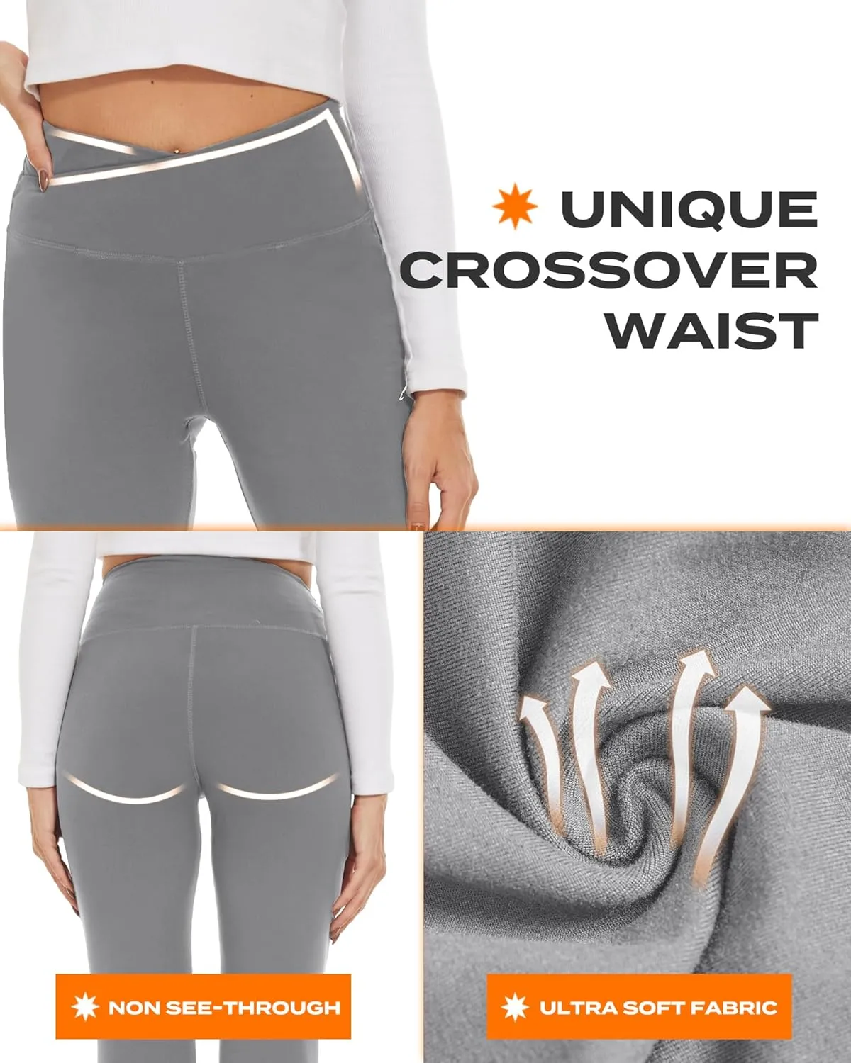 TNNZEET Black Flare Leggings for Women, Crossover Yoga Pants with Pockets Bootcut Flared Leggings