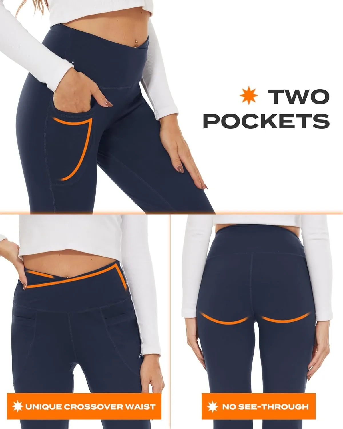 TNNZEET Black Flare Leggings for Women, Crossover Yoga Pants with Pockets Bootcut Flared Leggings