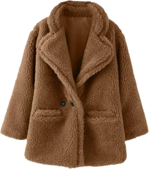 Toddler Baby Girls Wool Coat Winter Warm Double Breasted Trench Coat Kids Windproof Jacket Outwear Clothes 1-6 Y