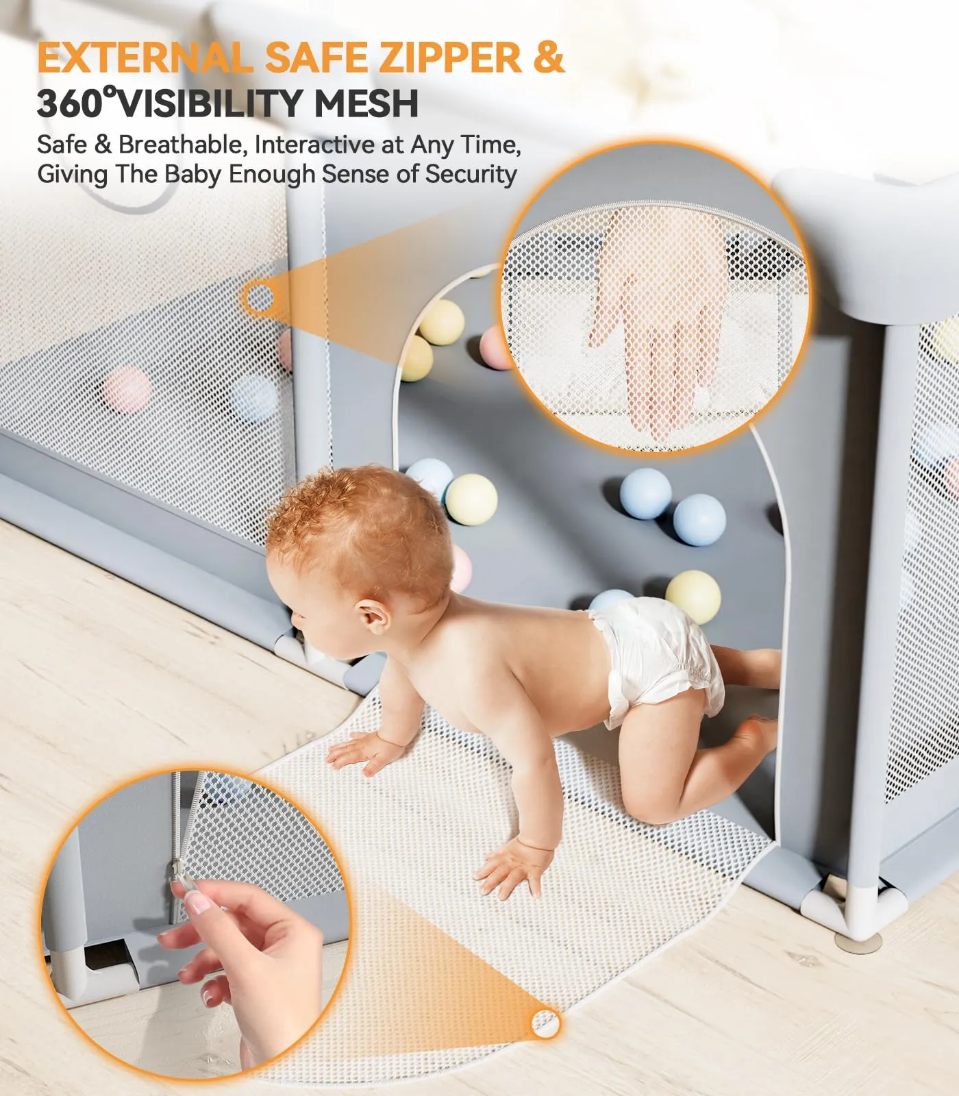TOHIFER Baby Playpen: Large Baby Playard for Toddler, BPA-Free, Non-Toxic, Safe No Gaps Play Yard for Babies, Indoor & Outdoor Kids Activity Center Baby Fence 51"x51"x26.8"