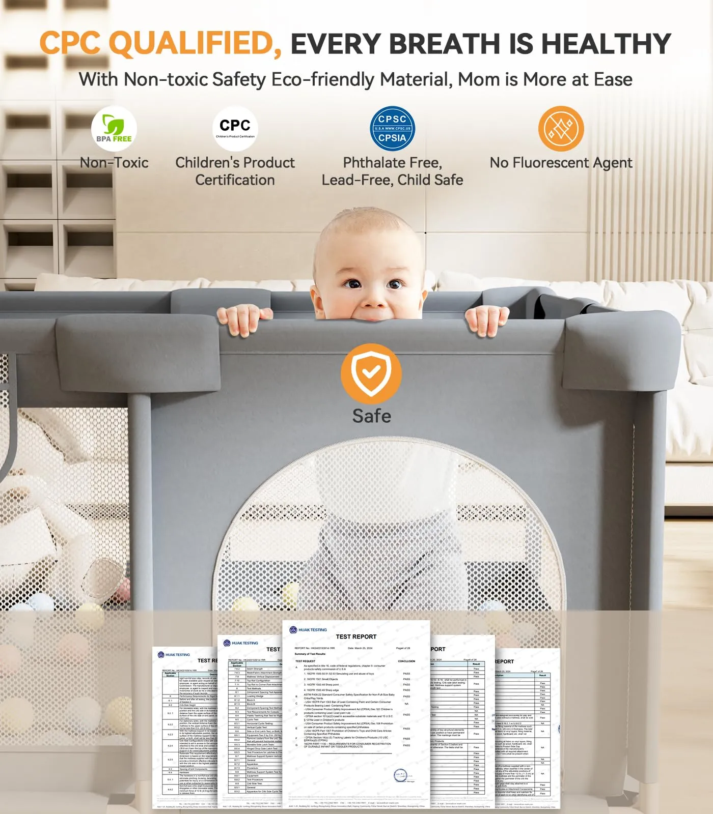 TOHIFER Baby Playpen: Large Baby Playard for Toddler, BPA-Free, Non-Toxic, Safe No Gaps Play Yard for Babies, Indoor & Outdoor Kids Activity Center Baby Fence 51"x51"x26.8"