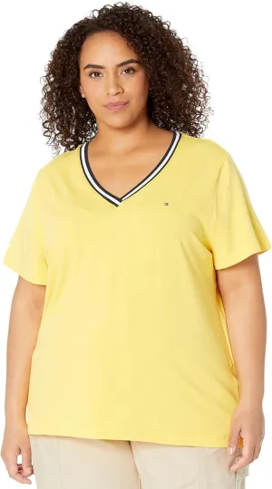 Tommy Hilfiger Women's Short Sleeve V-neck T-shirt (Standard and Plus Size)