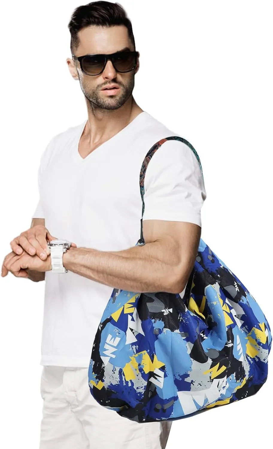 Tote Bag for Women, Nylon Tote Bag With Zipper, Large Capacity Foldable Shoulder Bag for Trval Work Gym Shopping