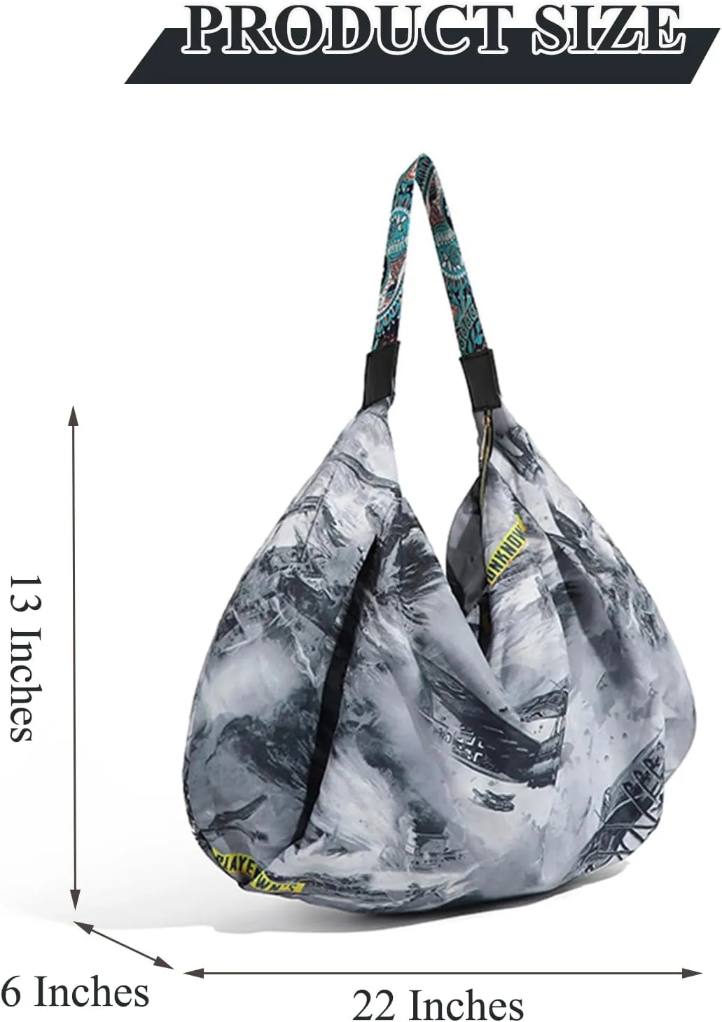 Tote Bag for Women, Nylon Tote Bag With Zipper, Large Capacity Foldable Shoulder Bag for Trval Work Gym Shopping