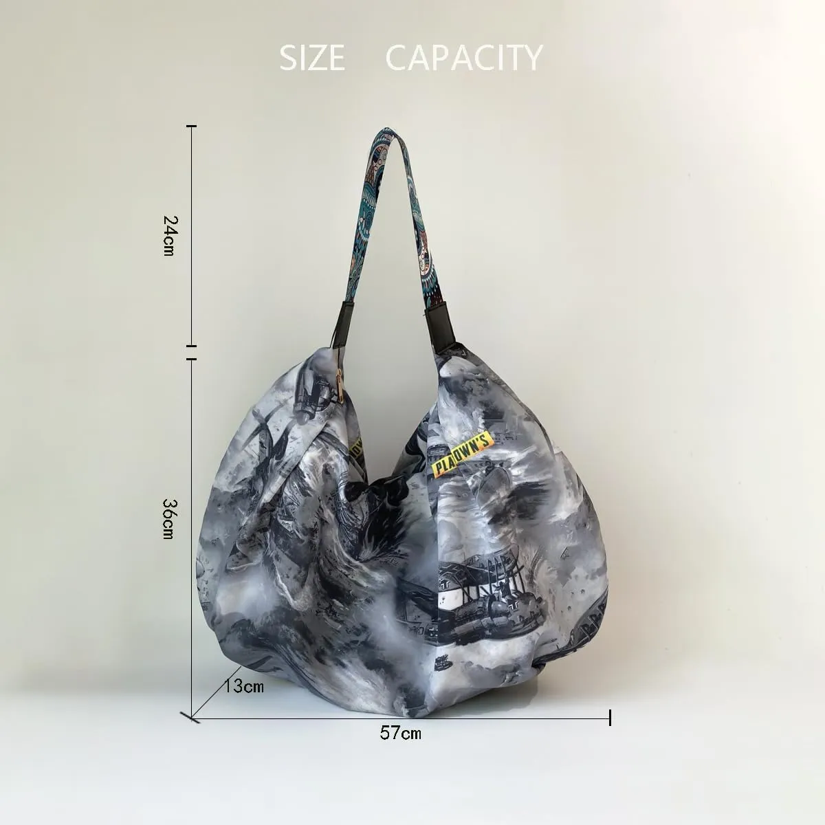 Tote Bag for Women, Nylon Tote Bag With Zipper, Large Capacity Foldable Shoulder Bag for Trval Work Gym Shopping