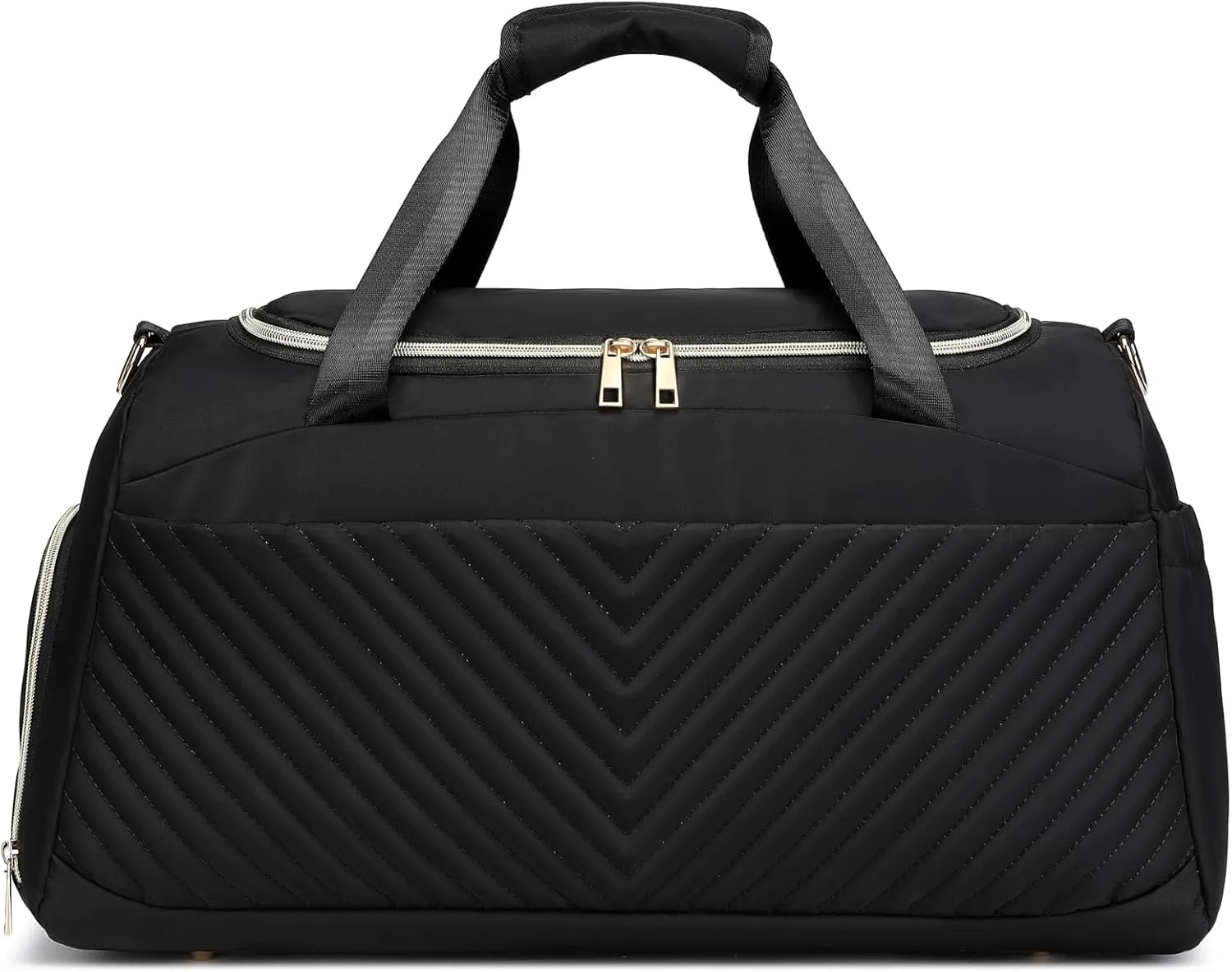 Travel Duffel Carry On Oversized Travel Duffel With Shoe Pouch Gym Weekend Bag (BLACK)
